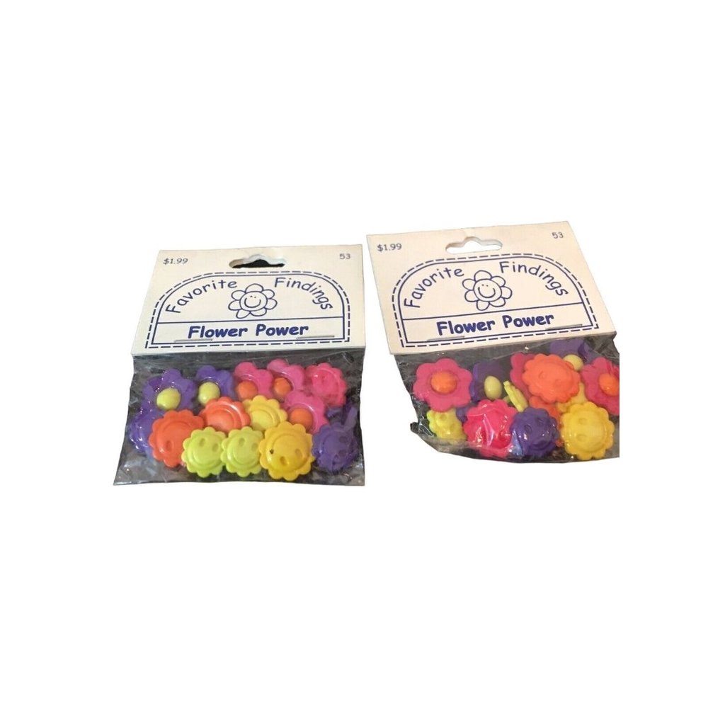 Favorite Findings Buttons Flowers 2 Pack (incl appr 15 pc ea) Bundle NEW